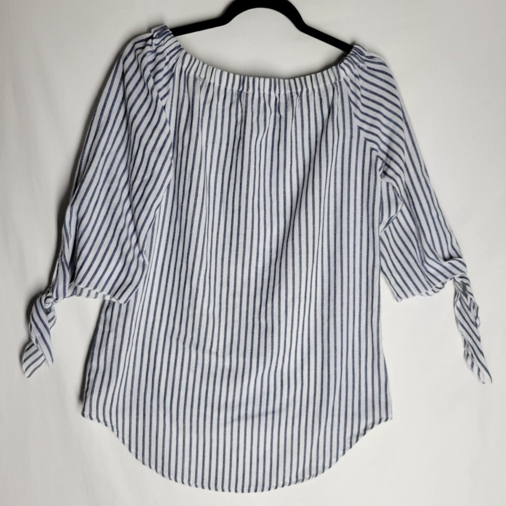 JJ’s Fairyland Women's Off Shoulder Blouse Striped Floral Embroider Size Medium - Picture 6 of 10